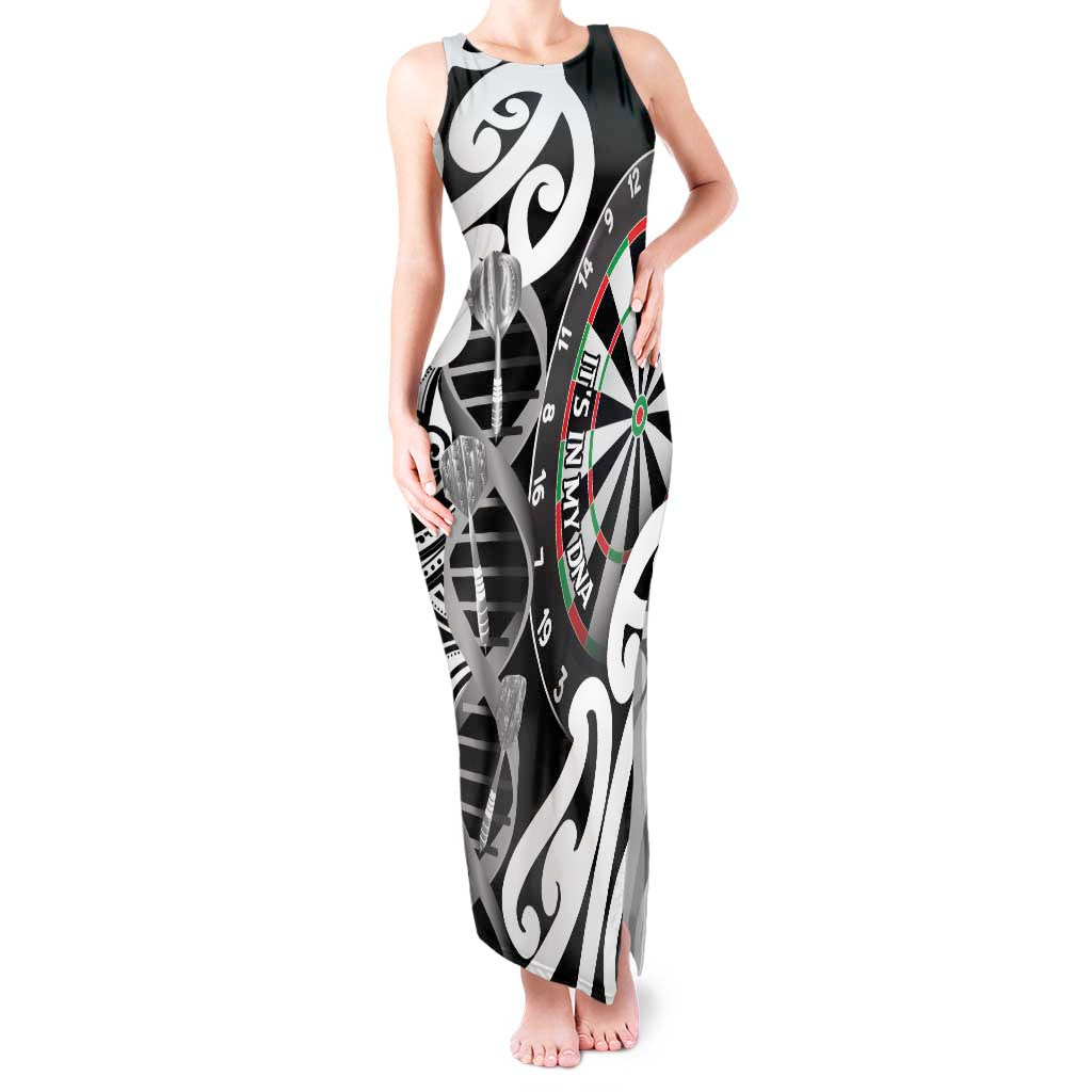Personalised New Zealand Darts Tank Maxi Dress Aotearoa Maori Its In My DNA Black LT14 Women Black - Polynesian Pride