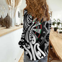 Personalised New Zealand Darts Women Casual Shirt Aotearoa Maori Its In My DNA Black - Polynesian Pride
