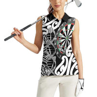 Personalised New Zealand Darts Women Sleeveless Polo Shirt Aotearoa Maori Its In My DNA Black LT14 - Polynesian Pride
