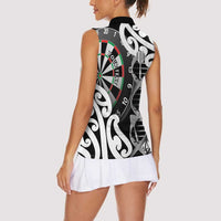 Personalised New Zealand Darts Women Sleeveless Polo Shirt Aotearoa Maori Its In My DNA Black LT14 - Polynesian Pride