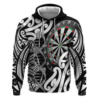Personalised New Zealand Darts Zip Hoodie Aotearoa Maori Its In My DNA Black LT14 Pullover Hoodie Black - Polynesian Pride