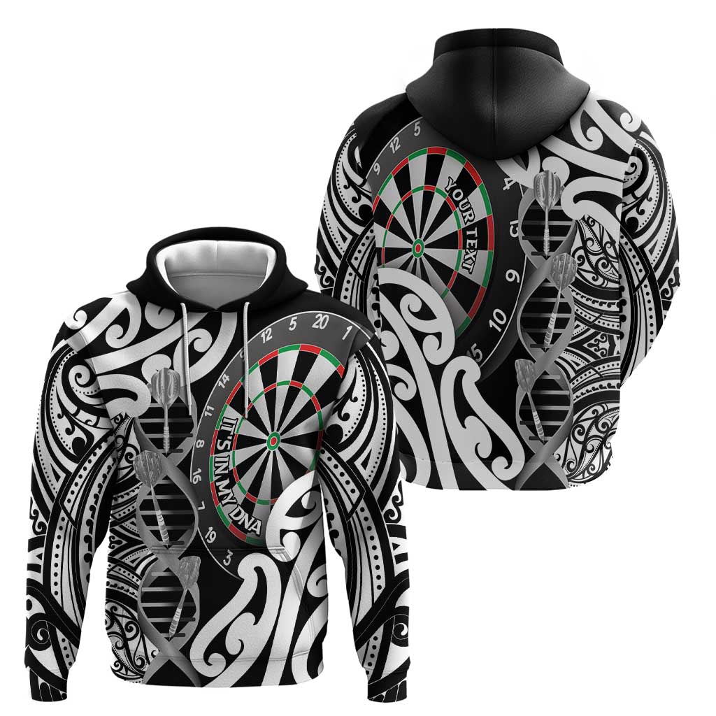 Personalised New Zealand Darts Zip Hoodie Aotearoa Maori Its In My DNA Black LT14 - Polynesian Pride