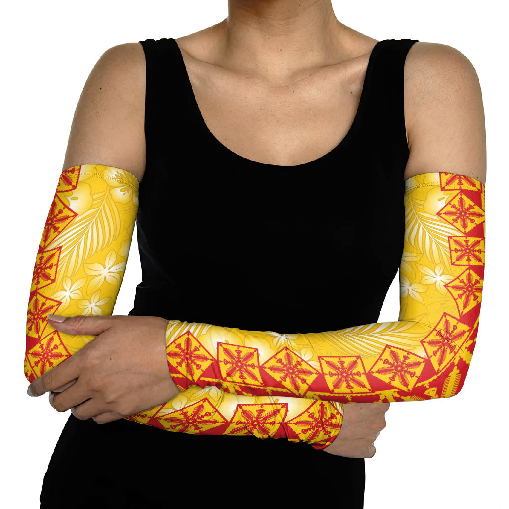 Kahili Quilt Hawaii Arm Sleeves Tropical Flower Seamless Half Style