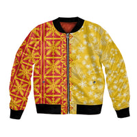 Kahili Quilt Hawaii Bomber Jacket Tropical Flower Seamless Half Style
