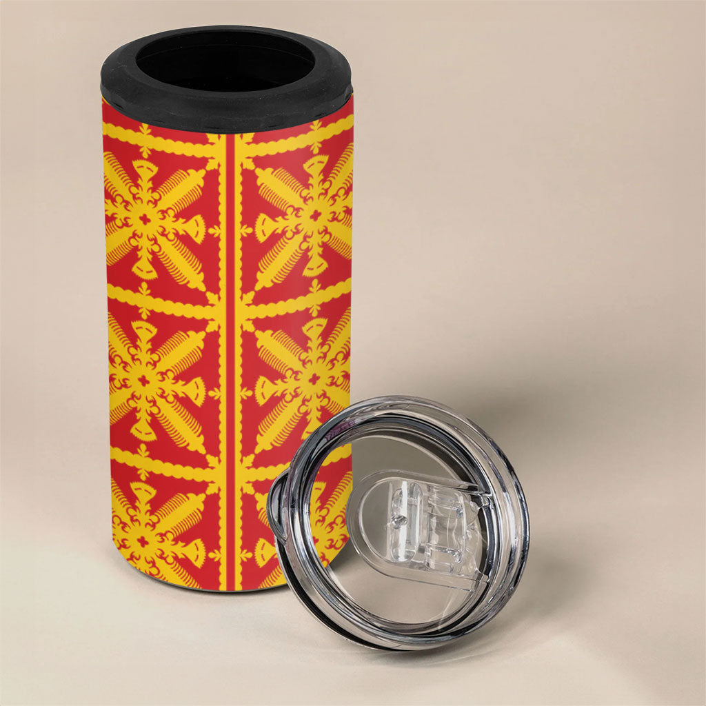 Kahili Quilt Hawaii 4 in 1 Can Cooler Tumbler Tropical Flower Seamless Half Style
