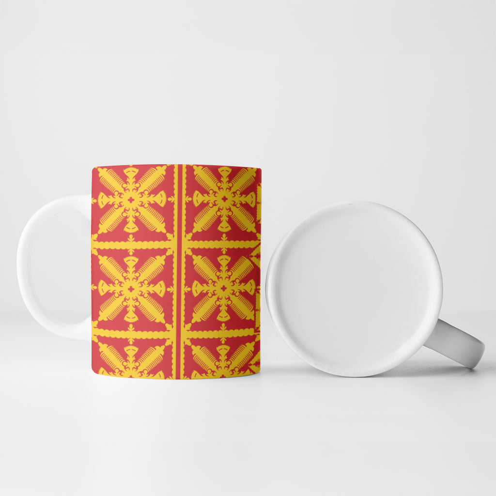 Kahili Quilt Hawaii Ceramic Mug Tropical Flower Seamless Half Style
