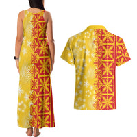 Kahili Quilt Hawaii Couples Matching Tank Maxi Dress and Hawaiian Shirt Tropical Flower Seamless Half Style LT14 - Polynesian Pride