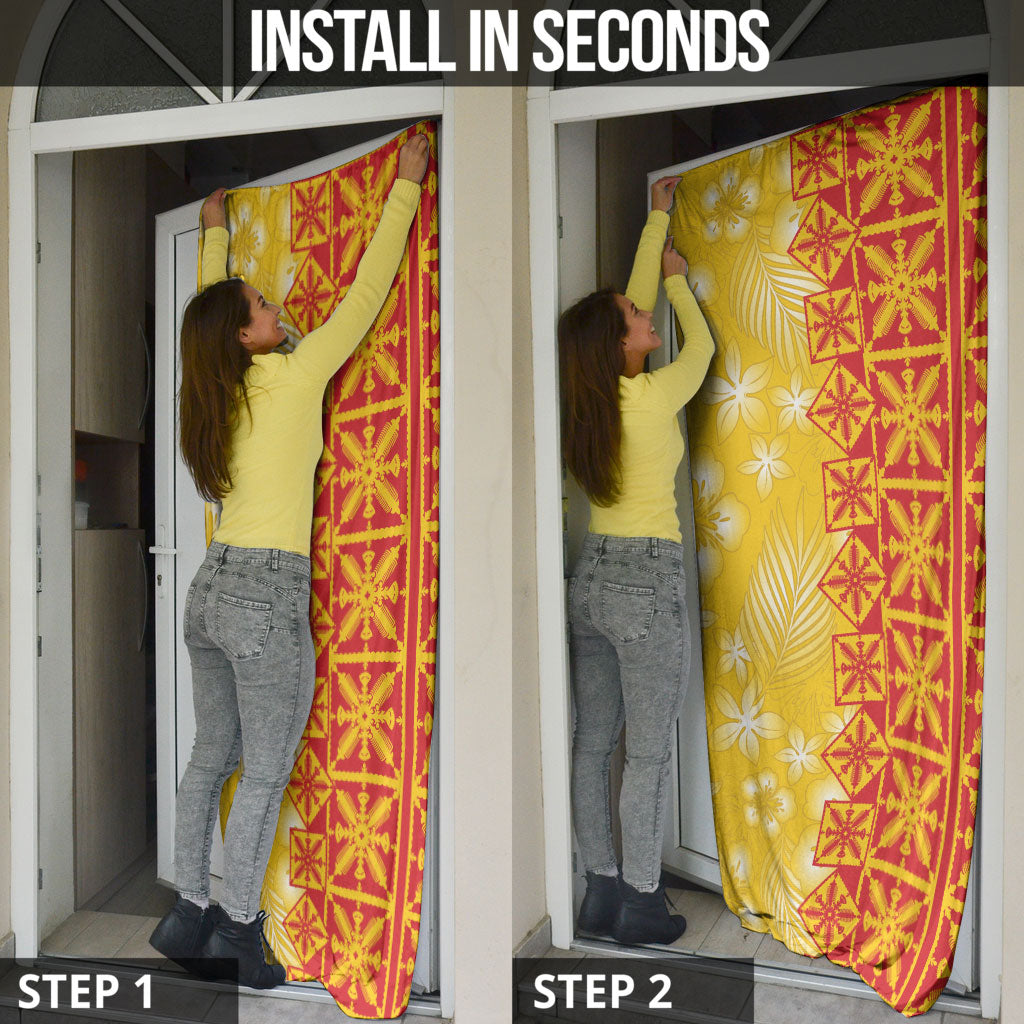 Kahili Quilt Hawaii Door Cover Tropical Flower Seamless Half Style