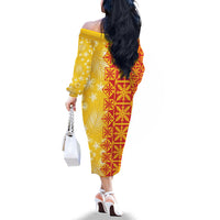 Kahili Quilt Hawaii Family Matching Off The Shoulder Long Sleeve Dress and Hawaiian Shirt Tropical Flower Seamless Half Style LT14 - Polynesian Pride