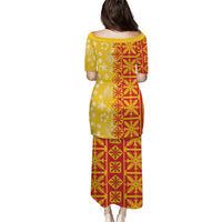 Kahili Quilt Hawaii Family Matching Puletasi and Hawaiian Shirt Tropical Flower Seamless Half Style LT14 - Polynesian Pride
