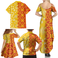Kahili Quilt Hawaii Family Matching Summer Maxi Dress and Hawaiian Shirt Tropical Flower Seamless Half Style LT14 - Polynesian Pride