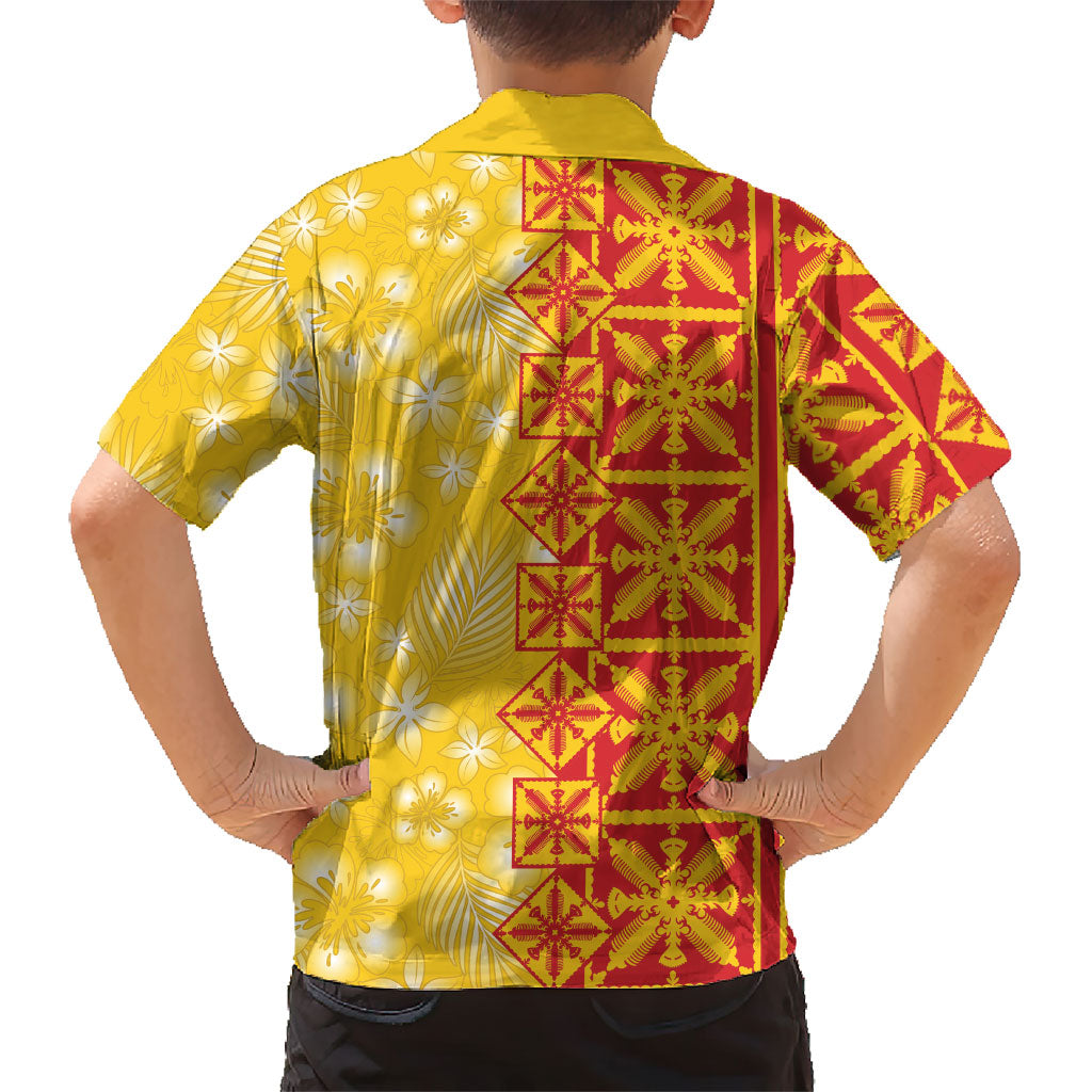Kahili Quilt Hawaii Kid Hawaiian Shirt Tropical Flower Seamless Half Style