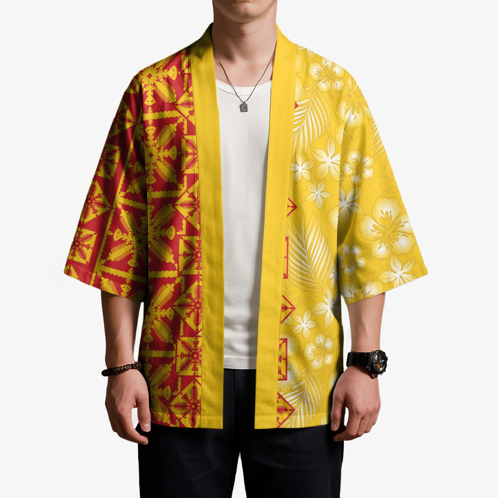 Kahili Quilt Hawaii Kimono Tropical Flower Seamless Half Style