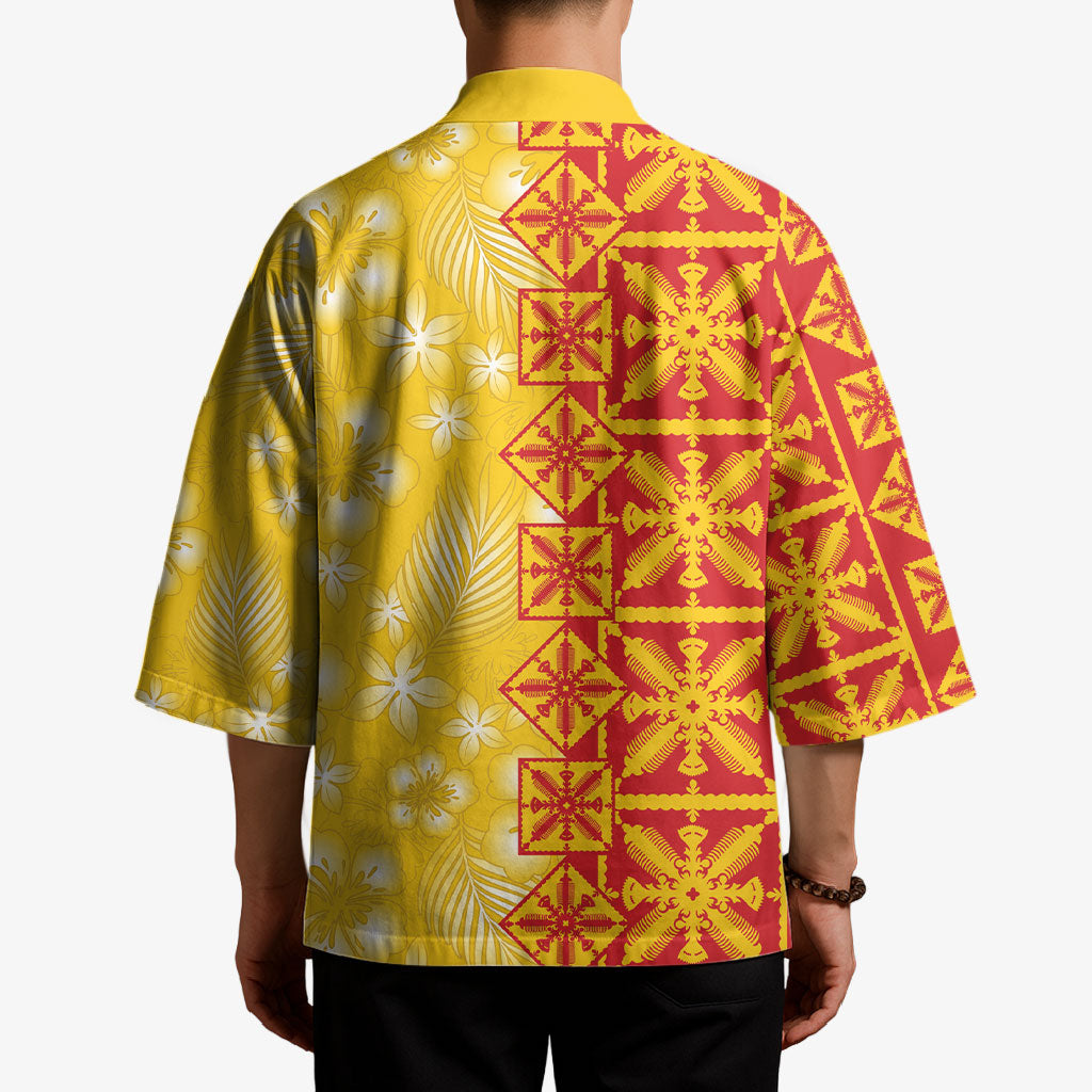 Kahili Quilt Hawaii Kimono Tropical Flower Seamless Half Style