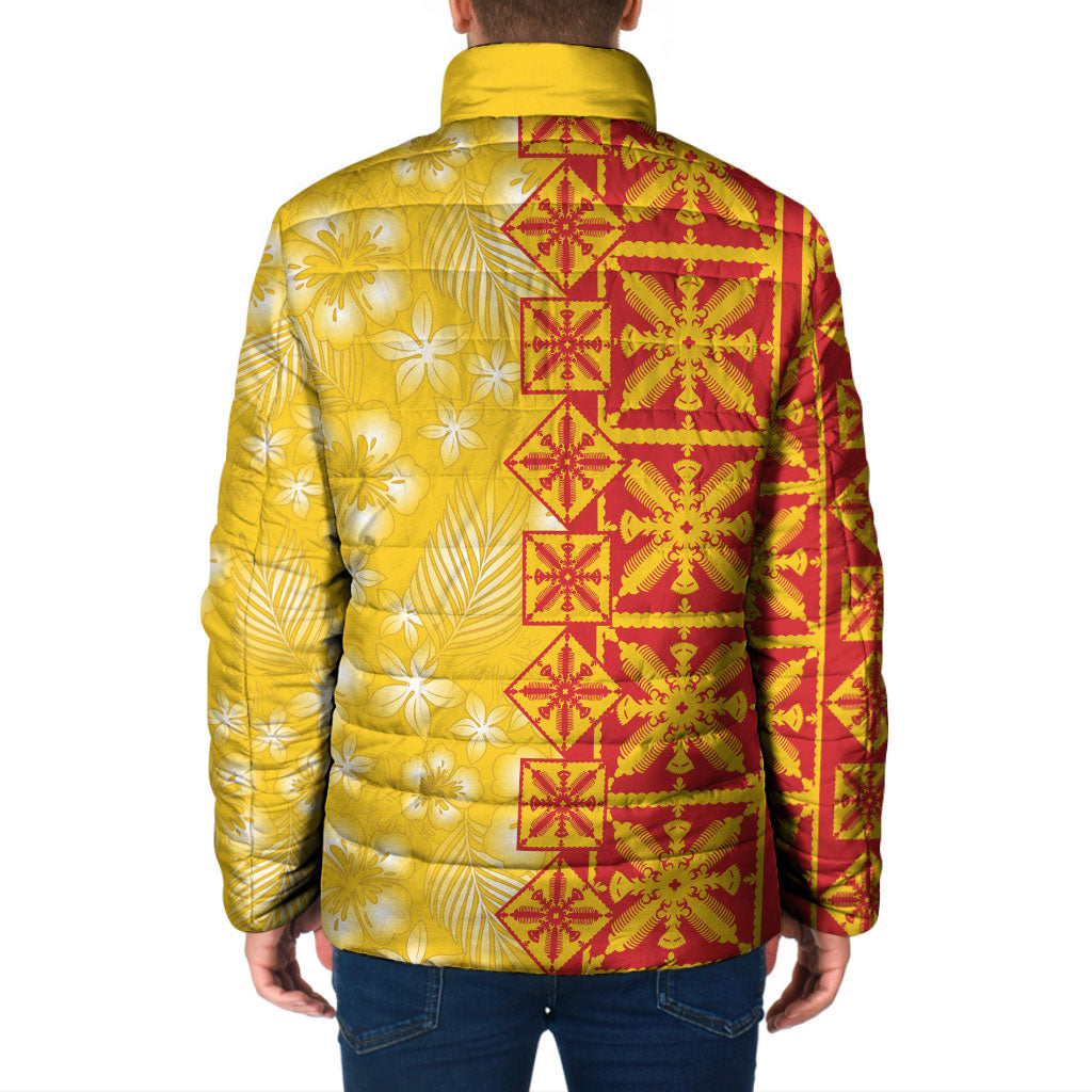 Kahili Quilt Hawaii Padded Jacket Tropical Flower Seamless Half Style