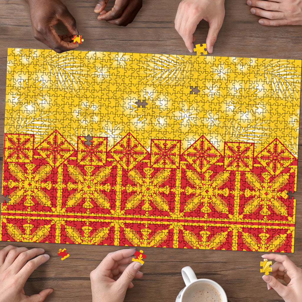 Kahili Quilt Hawaii Puzzle Tropical Flower Seamless Half Style