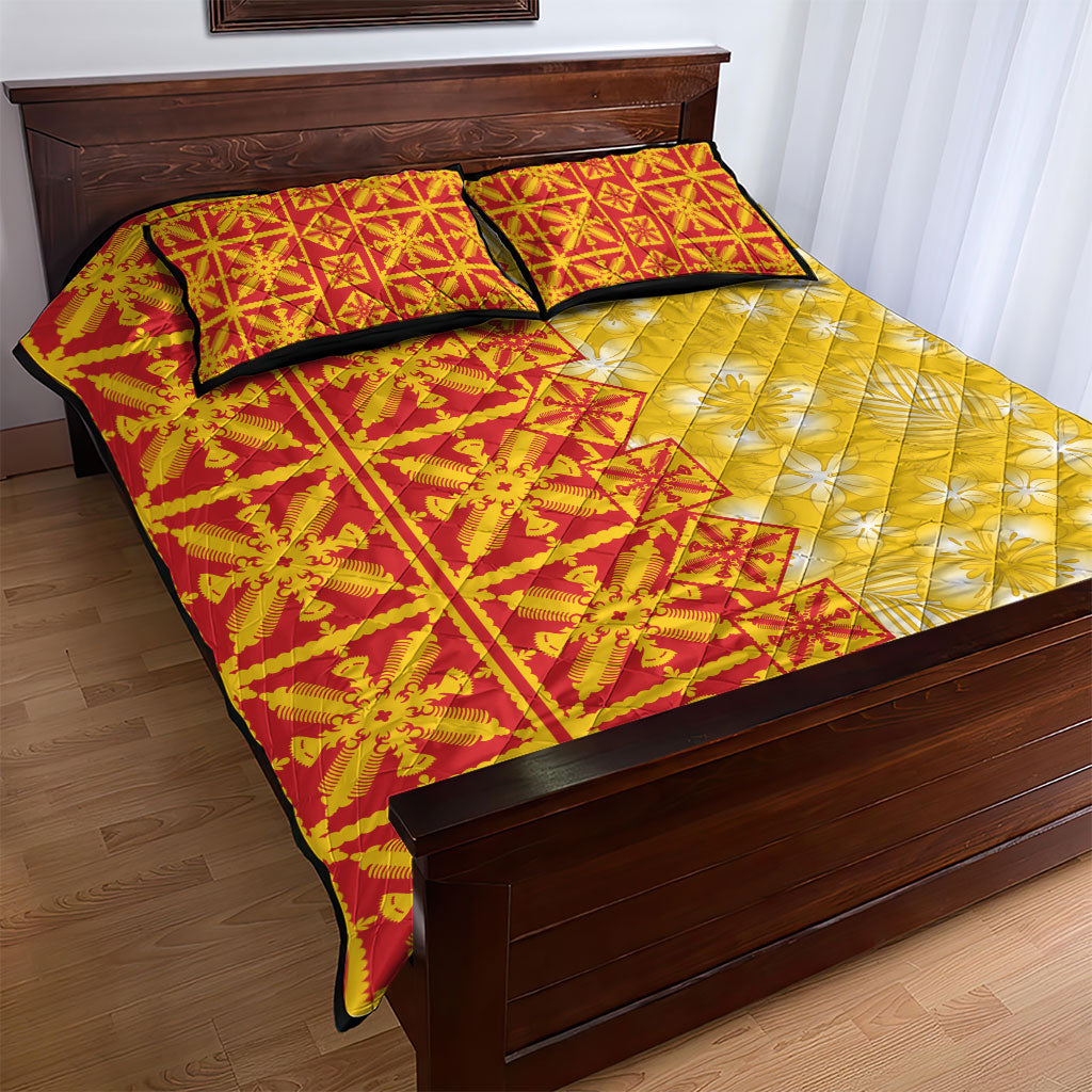 Kahili Quilt Hawaii Quilt Bed Set Tropical Flower Seamless Half Style