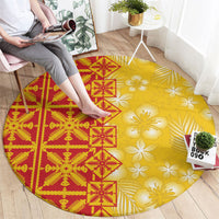 Kahili Quilt Hawaii Round Carpet Tropical Flower Seamless Half Style