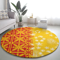 Kahili Quilt Hawaii Round Carpet Tropical Flower Seamless Half Style