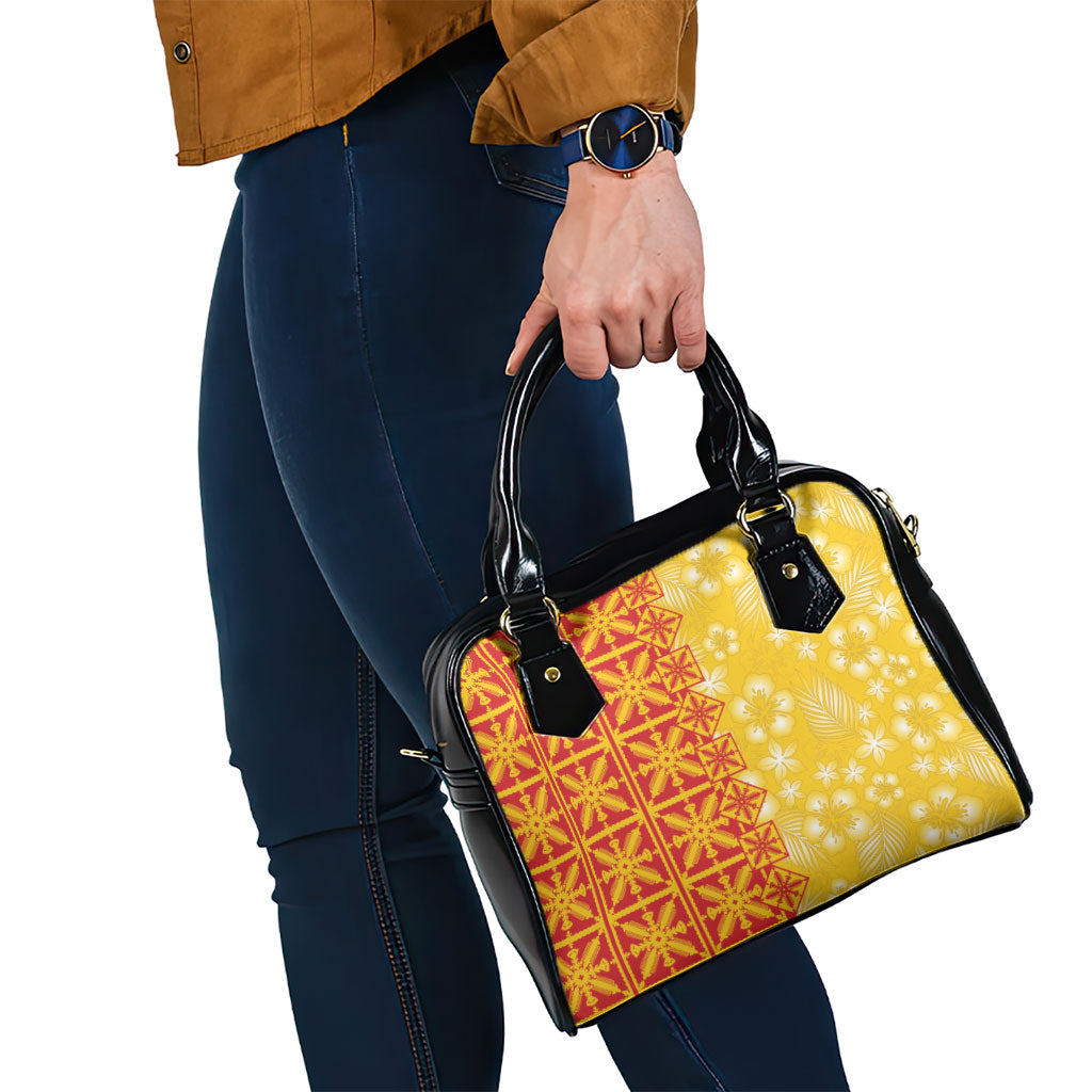 Kahili Quilt Hawaii Shoulder Handbag Tropical Flower Seamless Half Style