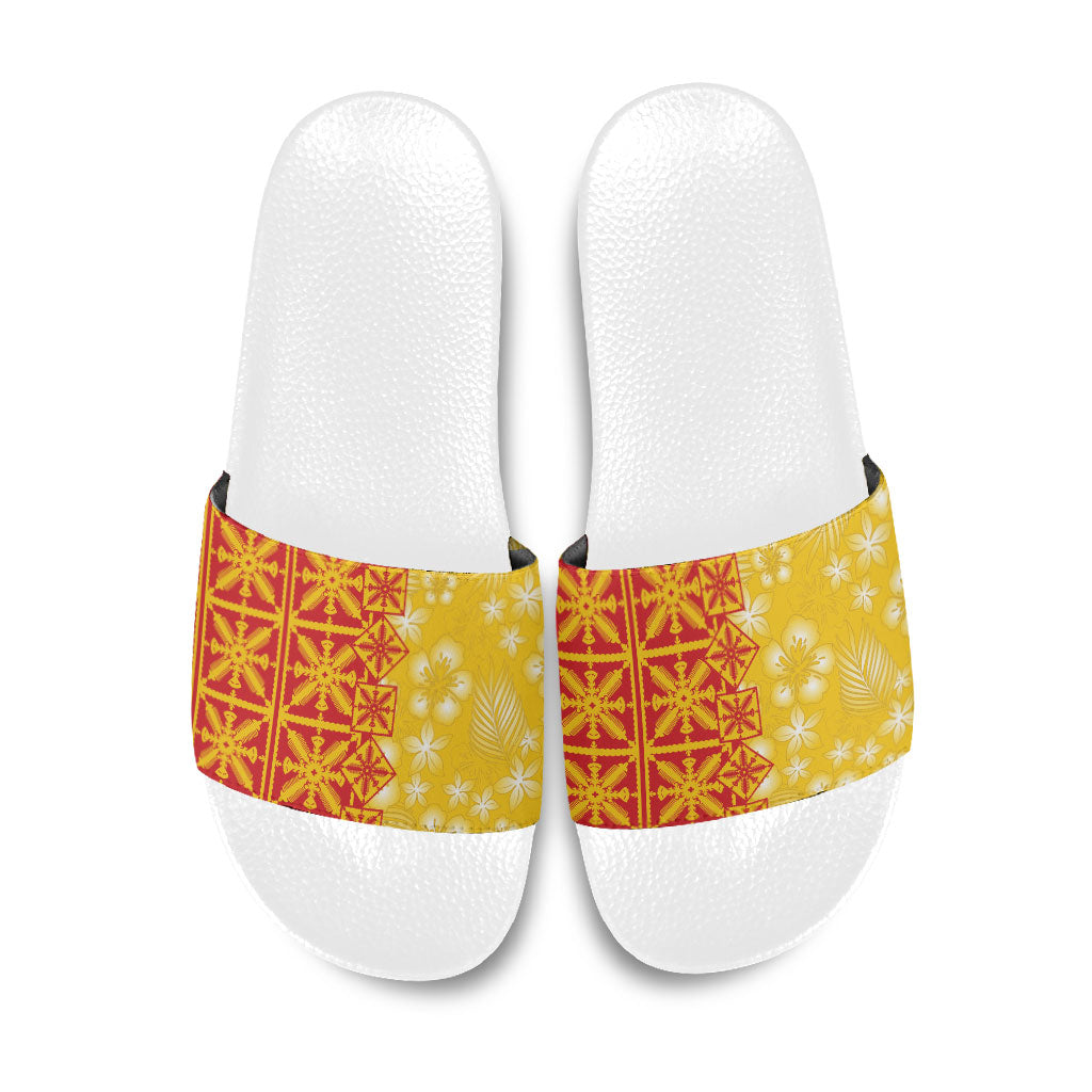 Kahili Quilt Hawaii Slide Sandals Tropical Flower Seamless Half Style