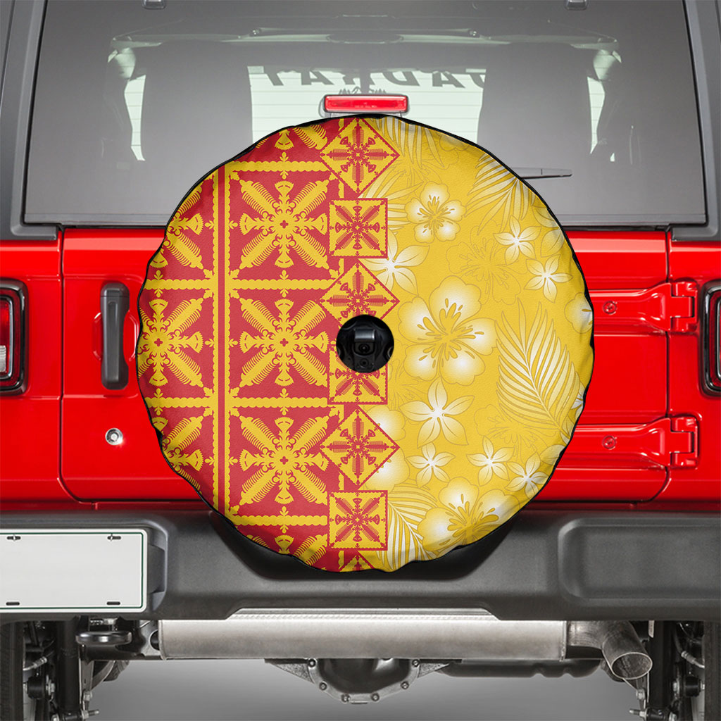 Kahili Quilt Hawaii Spare Tire Cover Tropical Flower Seamless Half Style