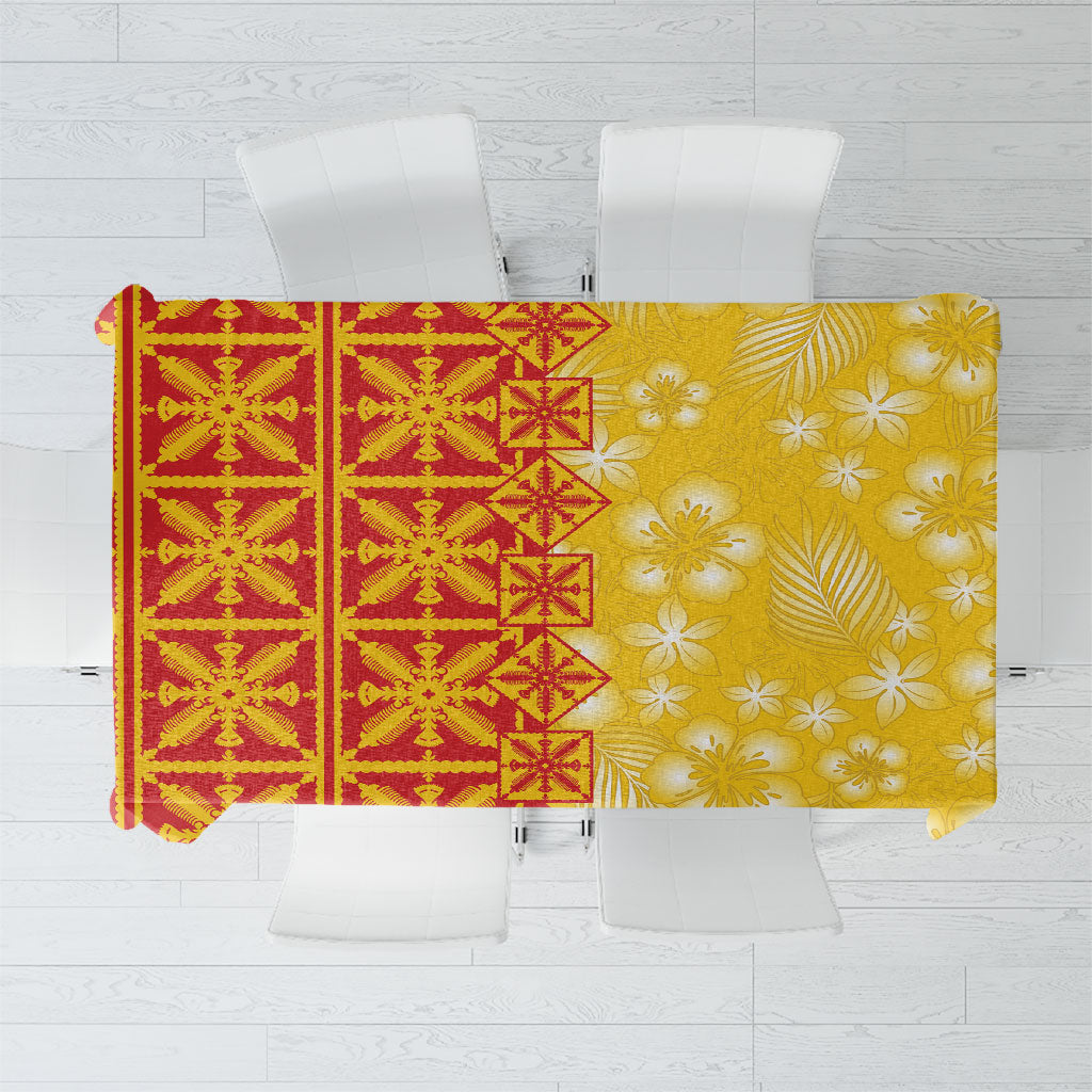 Kahili Quilt Hawaii Tablecloth Tropical Flower Seamless Half Style