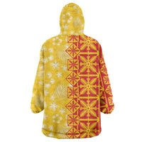 Kahili Quilt Hawaii Wearable Blanket Hoodie Tropical Flower Seamless Half Style