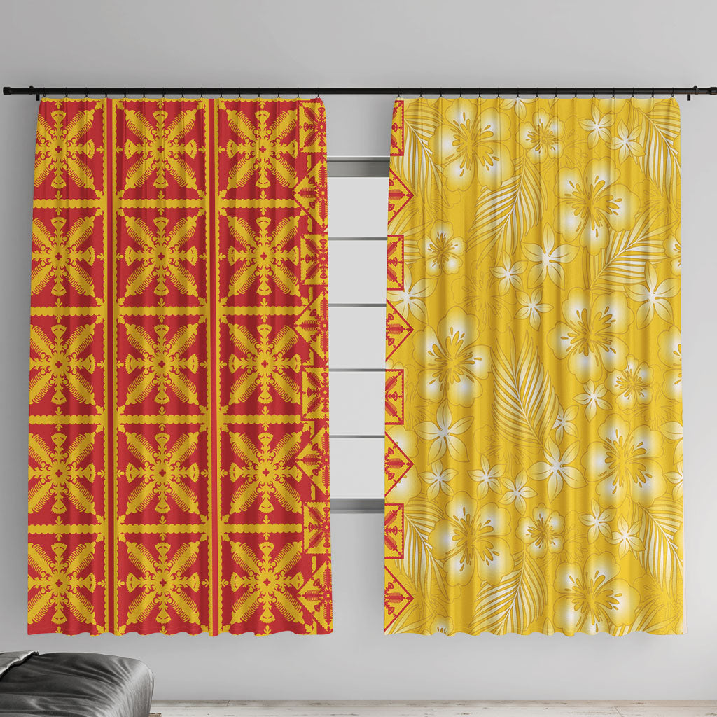 Kahili Quilt Hawaii Window Curtain Tropical Flower Seamless Half Style
