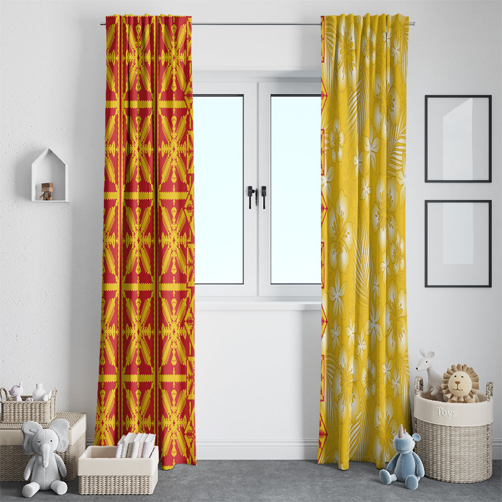 Kahili Quilt Hawaii Window Curtain Tropical Flower Seamless Half Style