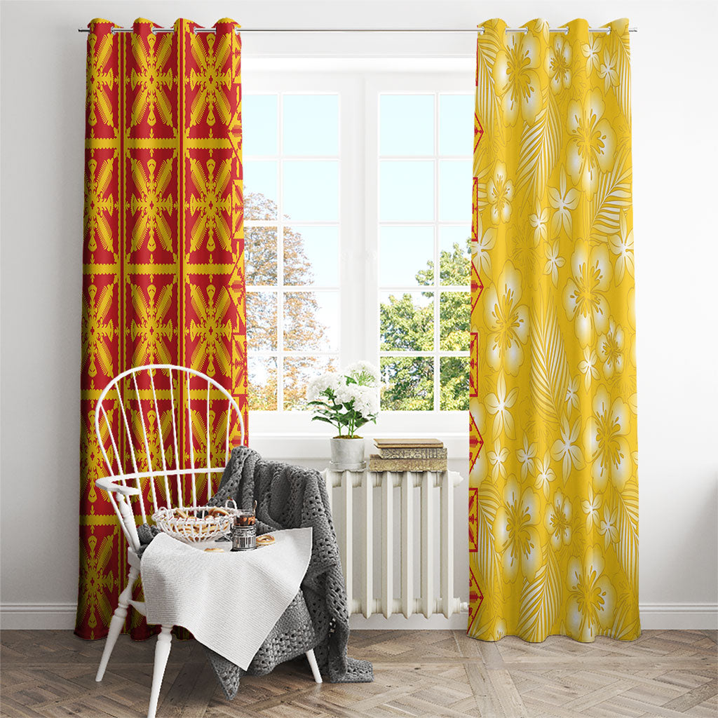 Kahili Quilt Hawaii Window Curtain Tropical Flower Seamless Half Style