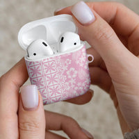 Pastel Pink Kahili Quilt Hawaii AirPods Case Tropical Flower Seamless Half Style