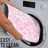 Pastel Pink Kahili Quilt Hawaii Bathroom Set Tropical Flower Seamless Half Style