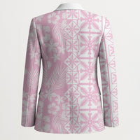 Pastel Pink Kahili Quilt Hawaii Blazer Tropical Flower Seamless Half Style