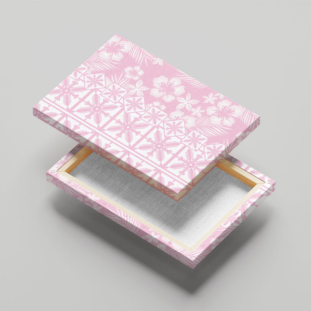 Pastel Pink Kahili Quilt Hawaii Canvas Wall Art Tropical Flower Seamless Half Style LT14 - Polynesian Pride