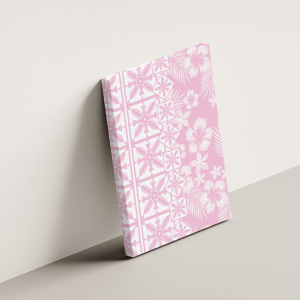 Pastel Pink Kahili Quilt Hawaii Canvas Wall Art Tropical Flower Seamless Half Style LT14 - Polynesian Pride