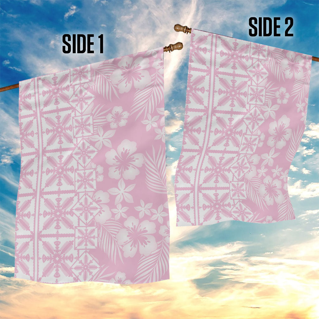Pastel Pink Kahili Quilt Hawaii Garden Flag Tropical Flower Seamless Half Style