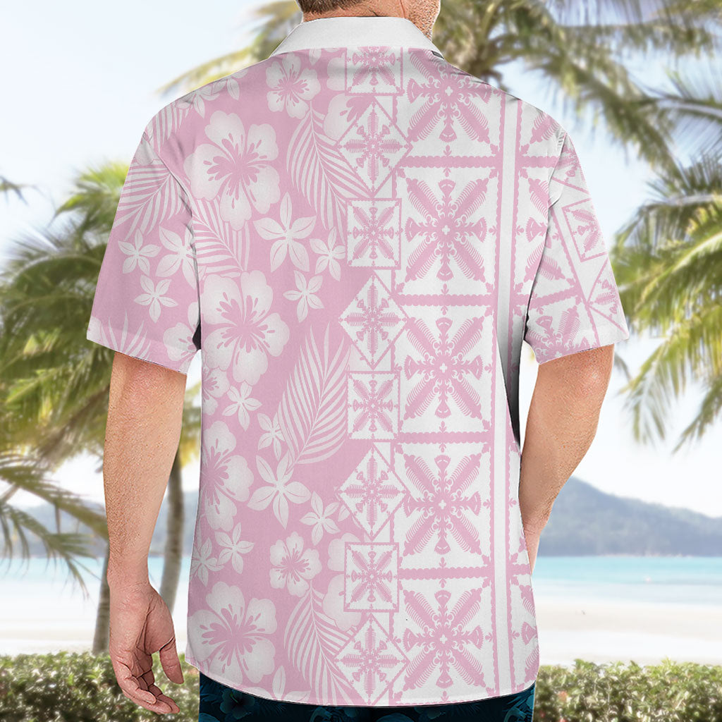 Pastel Pink Kahili Quilt Hawaii Hawaiian Shirt Tropical Flower Seamless Half Style