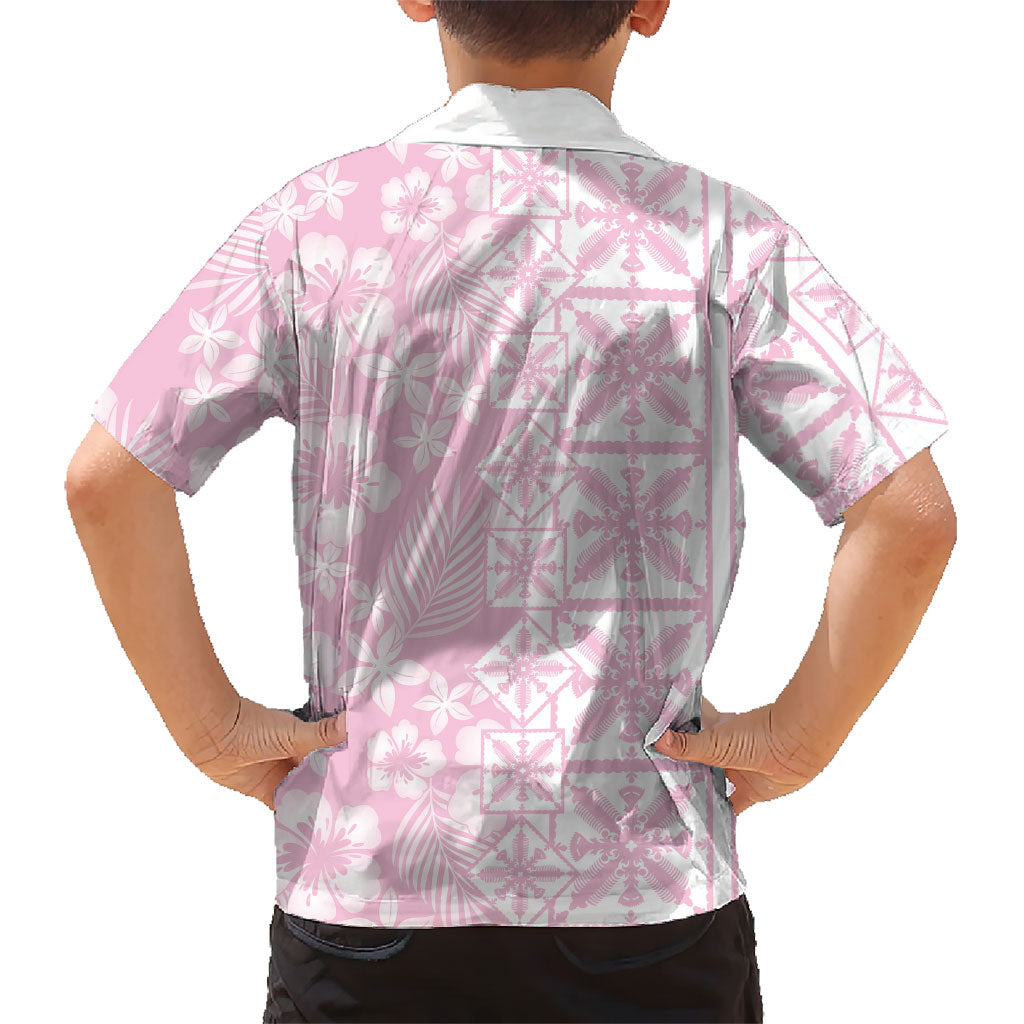 Pastel Pink Kahili Quilt Hawaii Hawaiian Shirt Tropical Flower Seamless Half Style