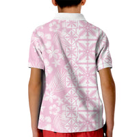 Pastel Pink Kahili Quilt Hawaii Kid Polo Shirt Tropical Flower Seamless Half Style