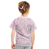 Pastel Pink Kahili Quilt Hawaii Kid T Shirt Tropical Flower Seamless Half Style
