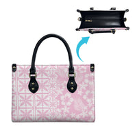 Pastel Pink Kahili Quilt Hawaii Leather Bag Tropical Flower Seamless Half Style
