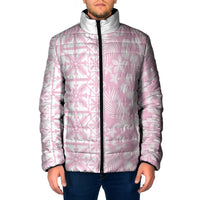 Pastel Pink Kahili Quilt Hawaii Padded Jacket Tropical Flower Seamless Half Style