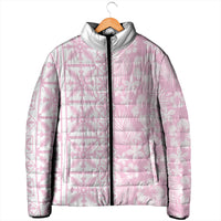 Pastel Pink Kahili Quilt Hawaii Padded Jacket Tropical Flower Seamless Half Style