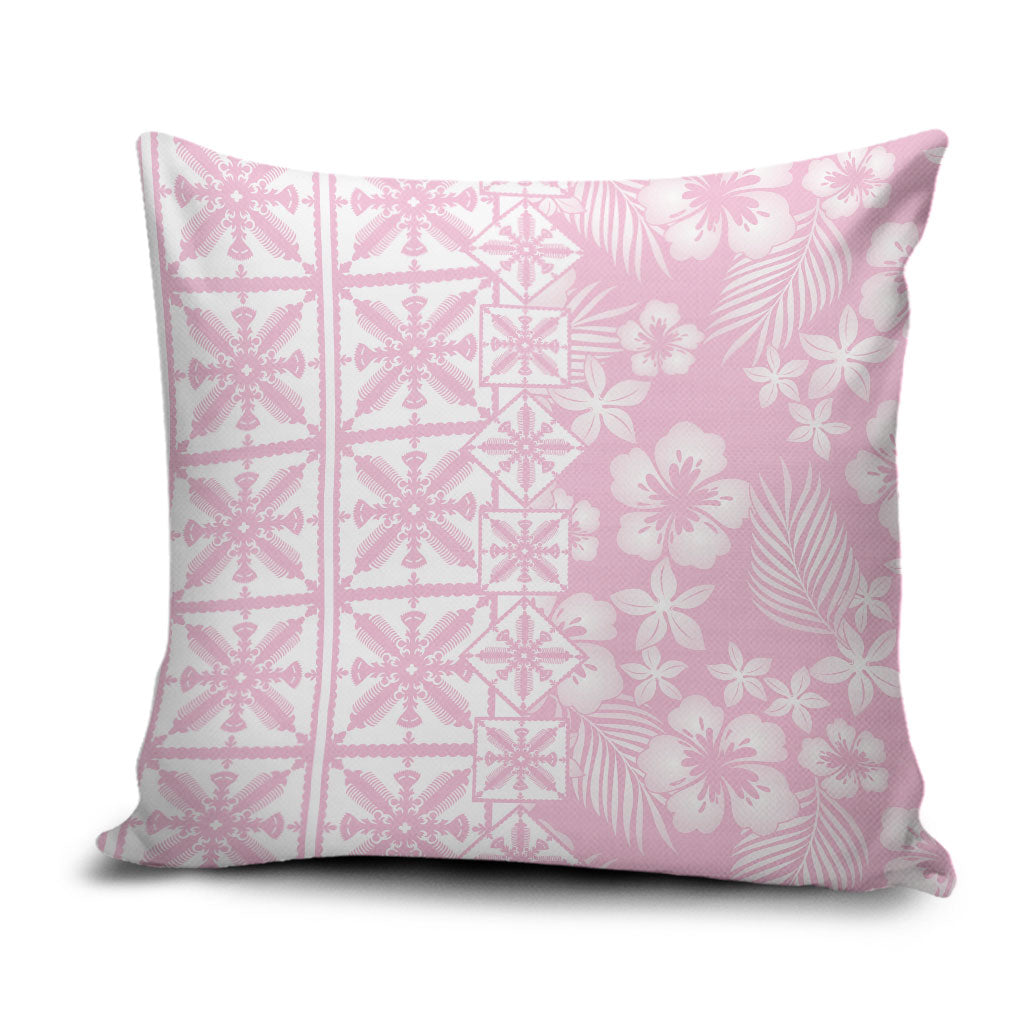 Pastel Pink Kahili Quilt Hawaii Pillow Cover Tropical Flower Seamless Half Style