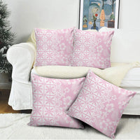 Pastel Pink Kahili Quilt Hawaii Pillow Cover Tropical Flower Seamless Half Style