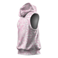 Pastel Pink Kahili Quilt Hawaii Sleeveless Hoodie Tropical Flower Seamless Half Style