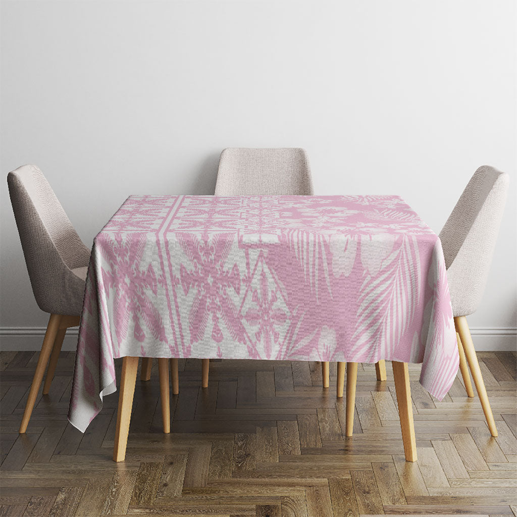 Pastel Pink Kahili Quilt Hawaii Tablecloth Tropical Flower Seamless Half Style