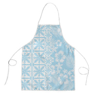 Pastel Blue Kahili Quilt Hawaii Apron Tropical Flower Seamless Half Style