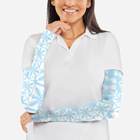 Pastel Blue Kahili Quilt Hawaii Arm Sleeves Tropical Flower Seamless Half Style